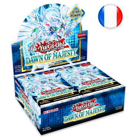 jcc/tcg : YU-GI-OH! produit : L'Aube de la Majesté -Boite de Boosters ( 24boosters ) FR éditeur : Konami version française jcc/tcg : YU-GI-OH! produit : L'Aube de la Majesté -Boite de Boosters ( 24boosters ) FR éditeur : Konami version française