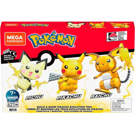 Pokémon - Mega Construx - Pikachu Evolution Trio 13 cm marque : Mega Construx Mattel Pokémon - Mega Construx - Pikachu Evolution Trio 13 cm marque : Mega Construx Mattel
