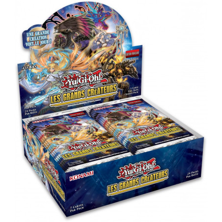 jcc/tcg : YU-GI-OH! produit : Les Grands Créateurs - Boite de Boosters ( 24 boosters ) ENG éditeur : Konami version anglaise jcc/tcg : YU-GI-OH! produit : Les Grands Créateurs - Boite de Boosters ( 24 boosters ) ENG éditeur : Konami version anglaise