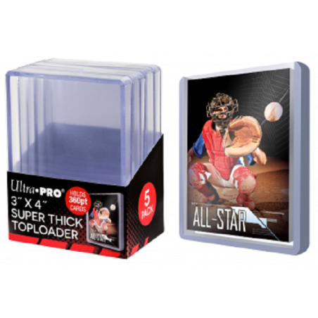 UP - 3" x 4" Super Thick 360pt Toploader (5 Pièces )